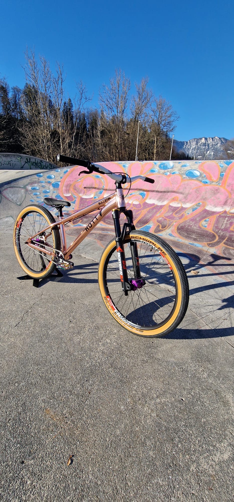Kupferfarbenes Bullet im Skatepark